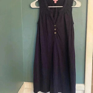 Lily Pulitzer navy blue xs slip dress - cotton blend - gold buttons